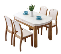 現代簡約實木圓桌家用折疊餐桌